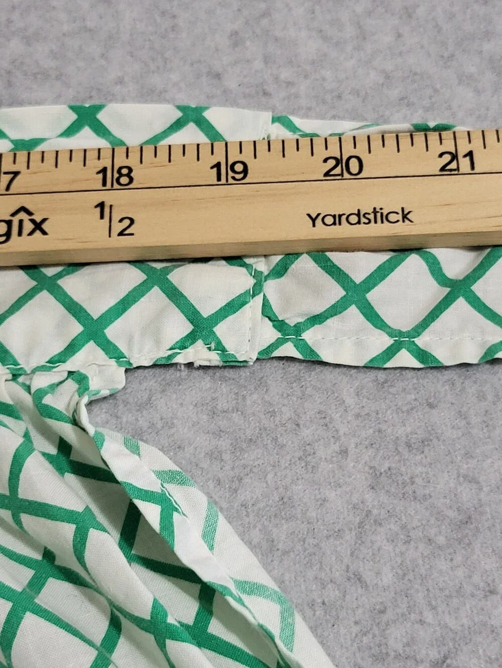 Vintage Handmade Half Apron Fruit Band Green White Grid MCM Kitsch Cottagecore